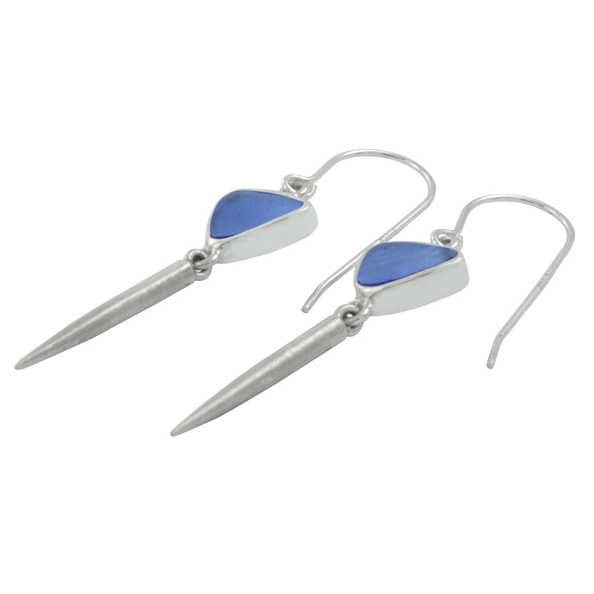 Contemporary Sea Glass Earring with Silver Spike