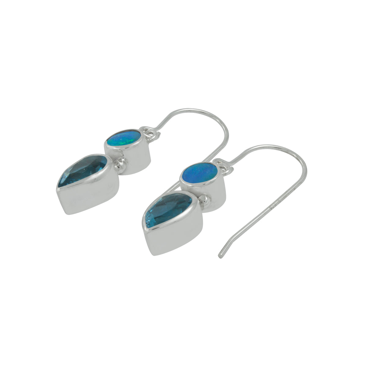 Gorgeous Australian Opal and Blue Topaz Earrings
