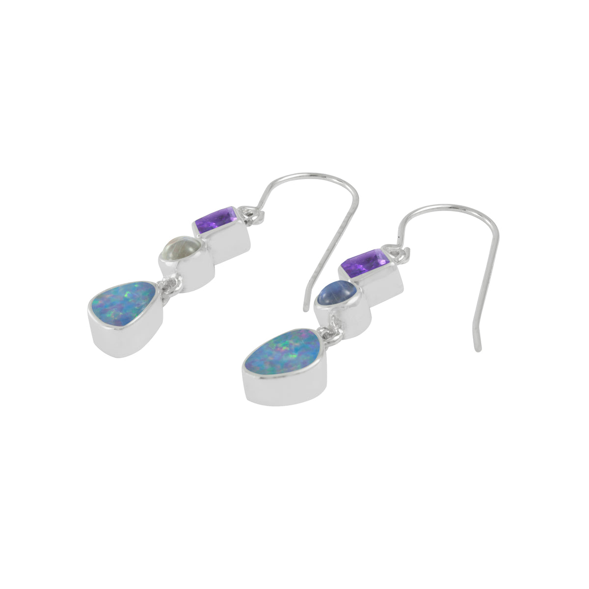 Simple &amp; Elagant Opal &amp; Amythyst Earring