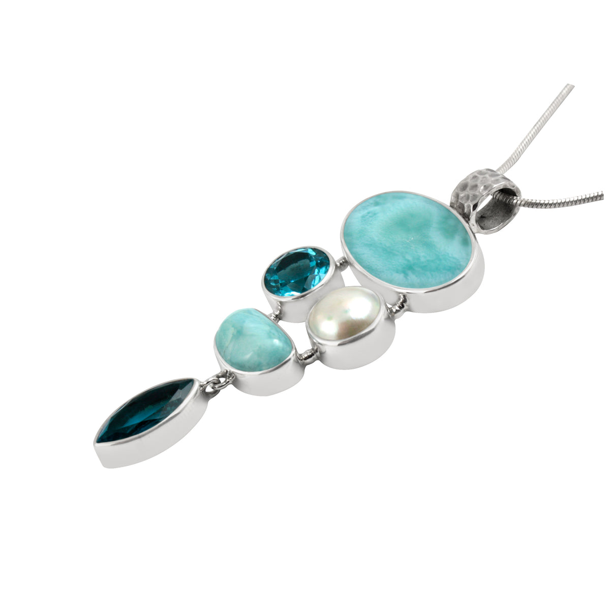 Stunning Larimar &amp; Blue Topaz Pendant