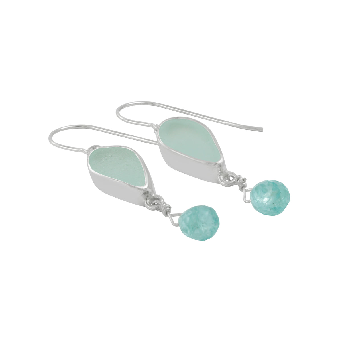 Charming Sea Glass Earring with Blue Topaz drops