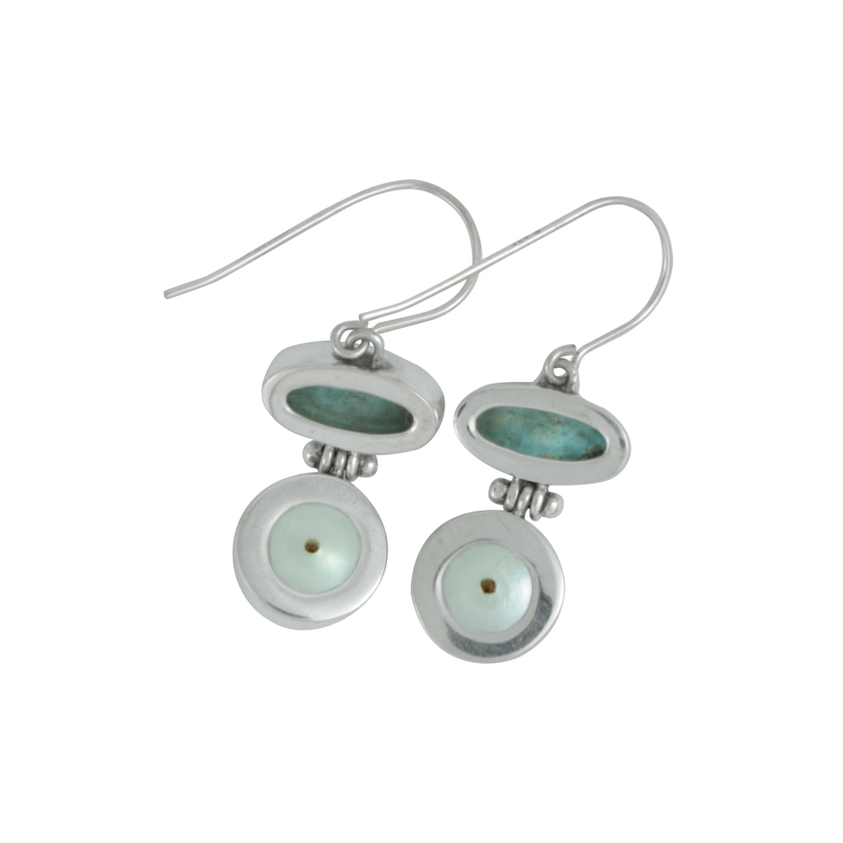 Larimar and Pearl Earring