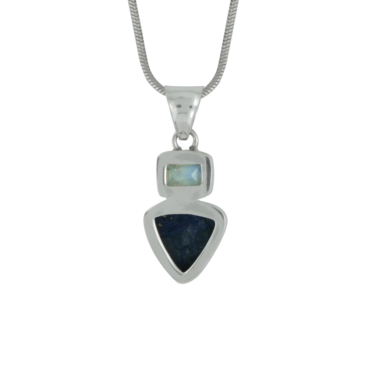 Every Day Elegance  featuring this Rainbow Moonstone and Lapis Lazuli sterling silver pendant