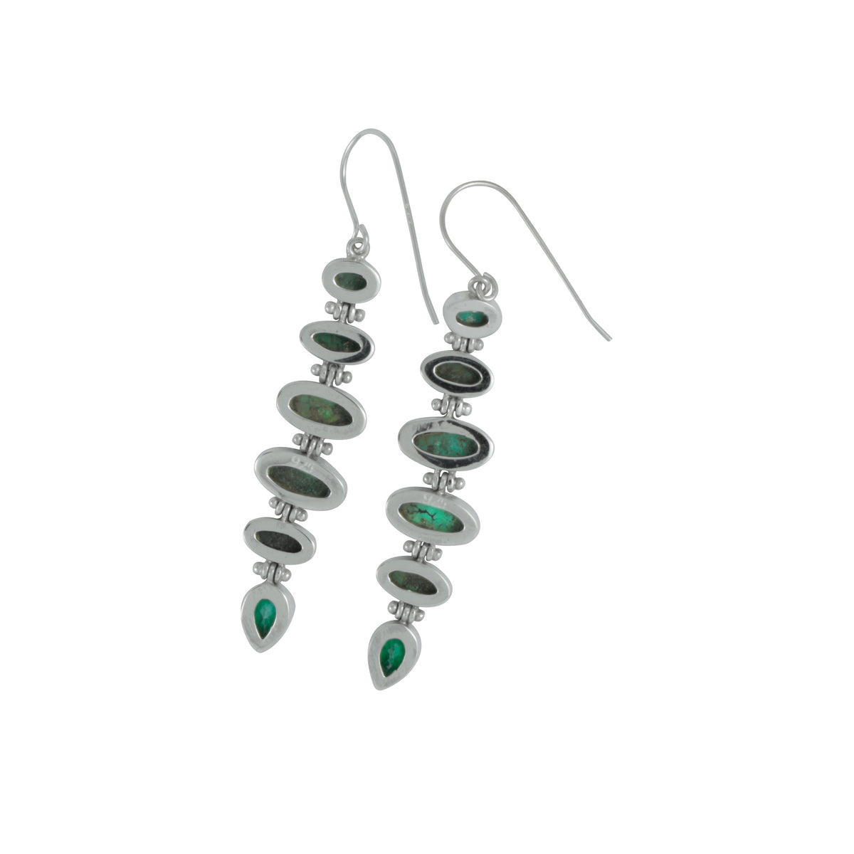 Silver Earring With Turquoise &amp; Green Topaz