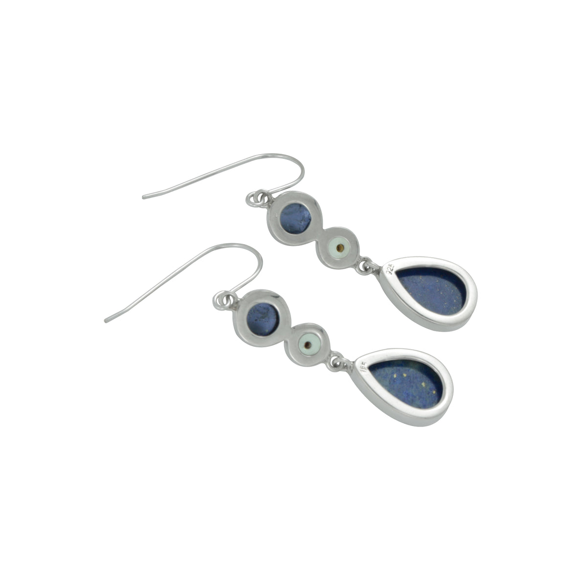 Elegant Lapis and Pearl 3 Stone drop earring