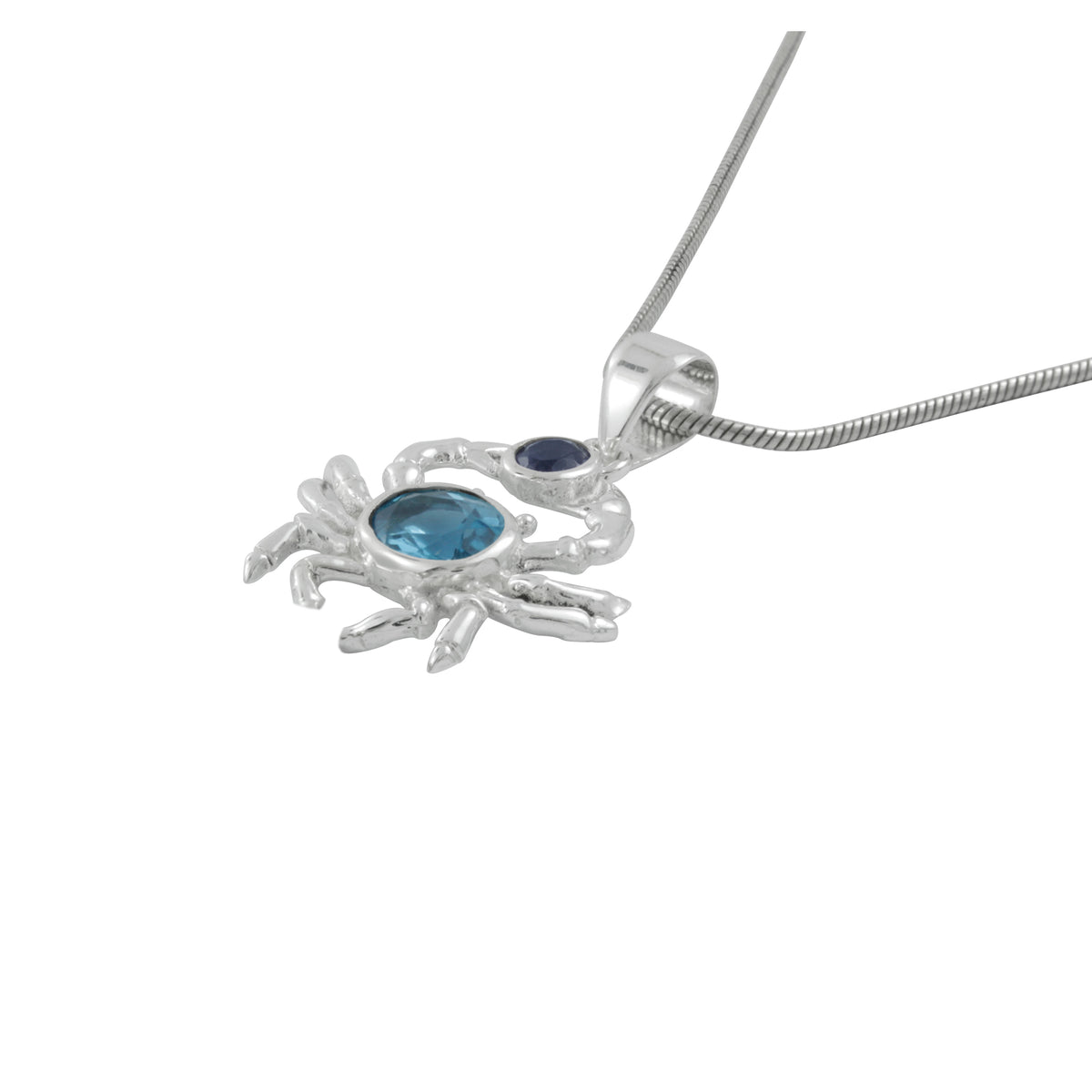 Silver Pendant With Crab Catches a gem stone !