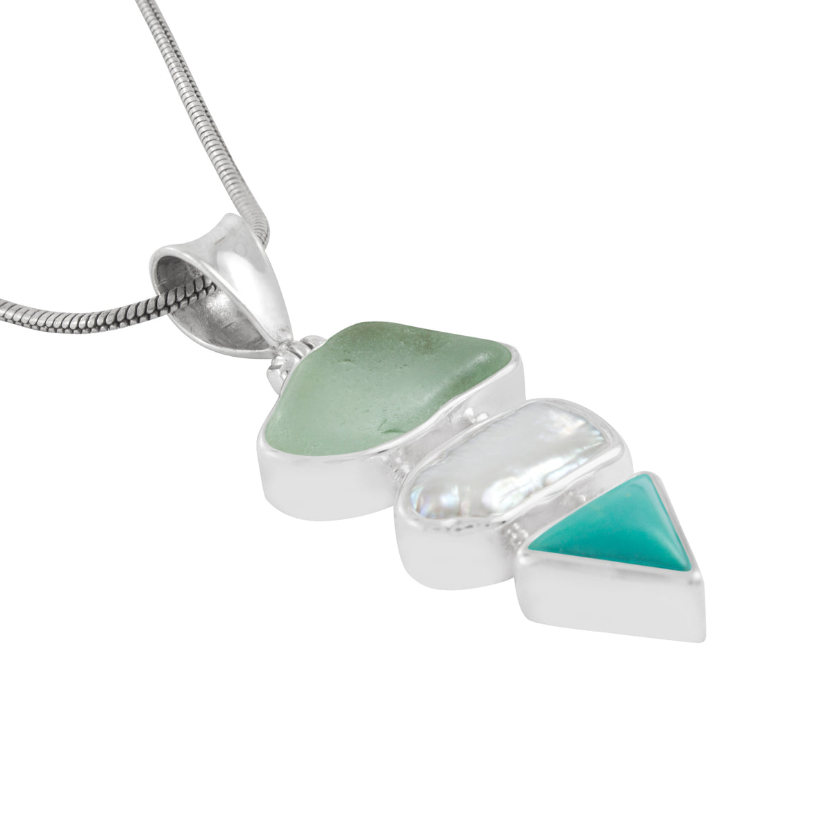 Turqoise and Aqua Sea Glass Pendant
