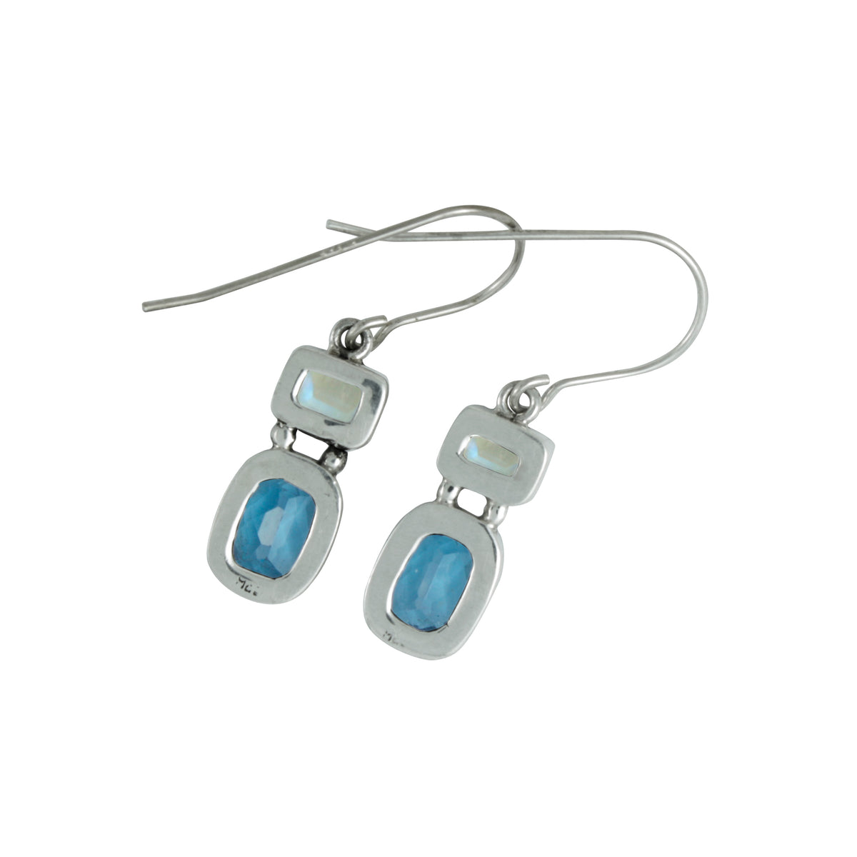 Rainbow Moonstone and London Blue Topaz Earring