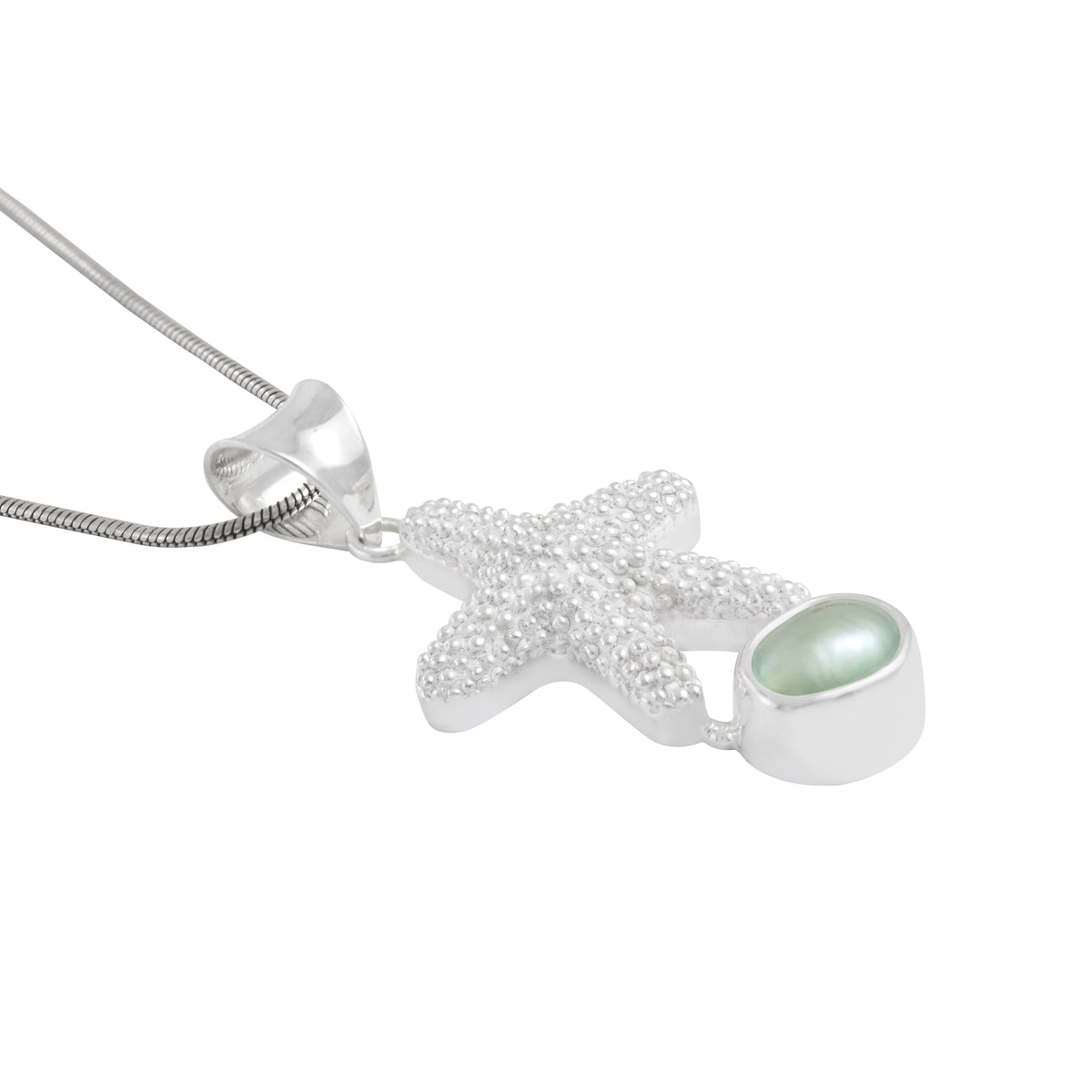 Sterling Silver Pendant Star Fish Component With Pearl Green