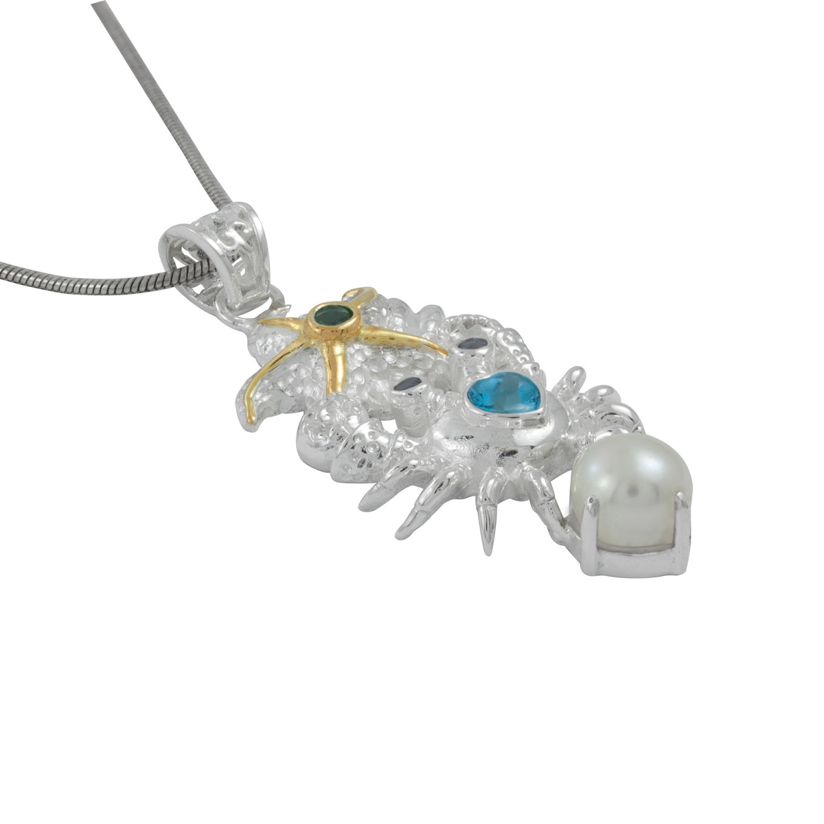 Transform your Style with this Exquisite Blue Topaz and Pearl Sterling Silver Pendant