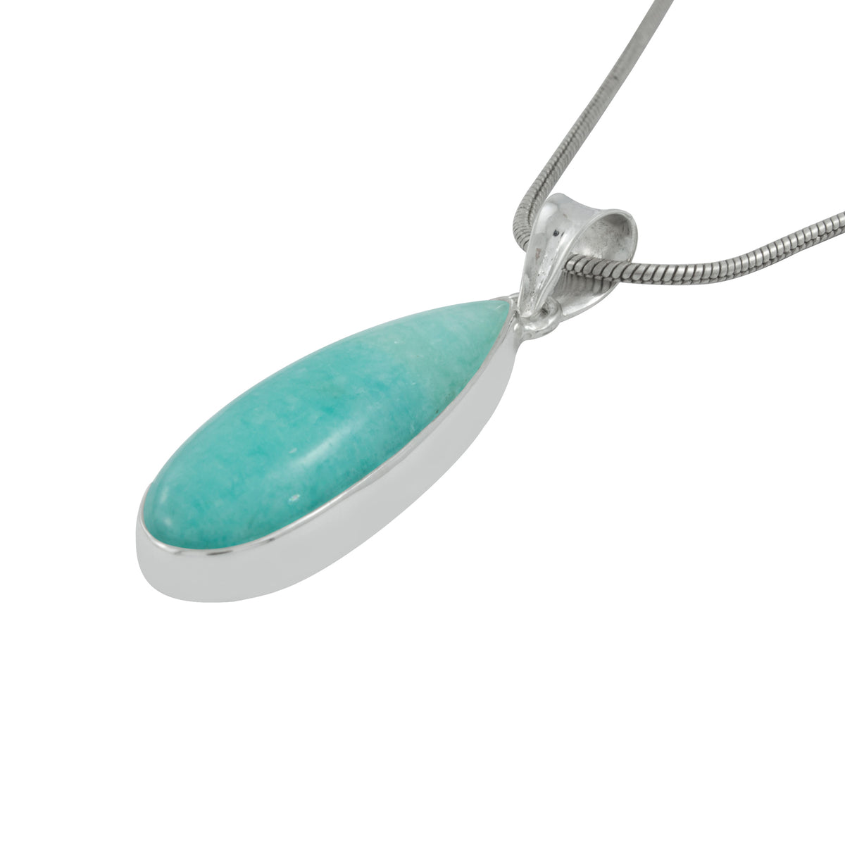 Silver Pendant With Amozonite Pear Stone