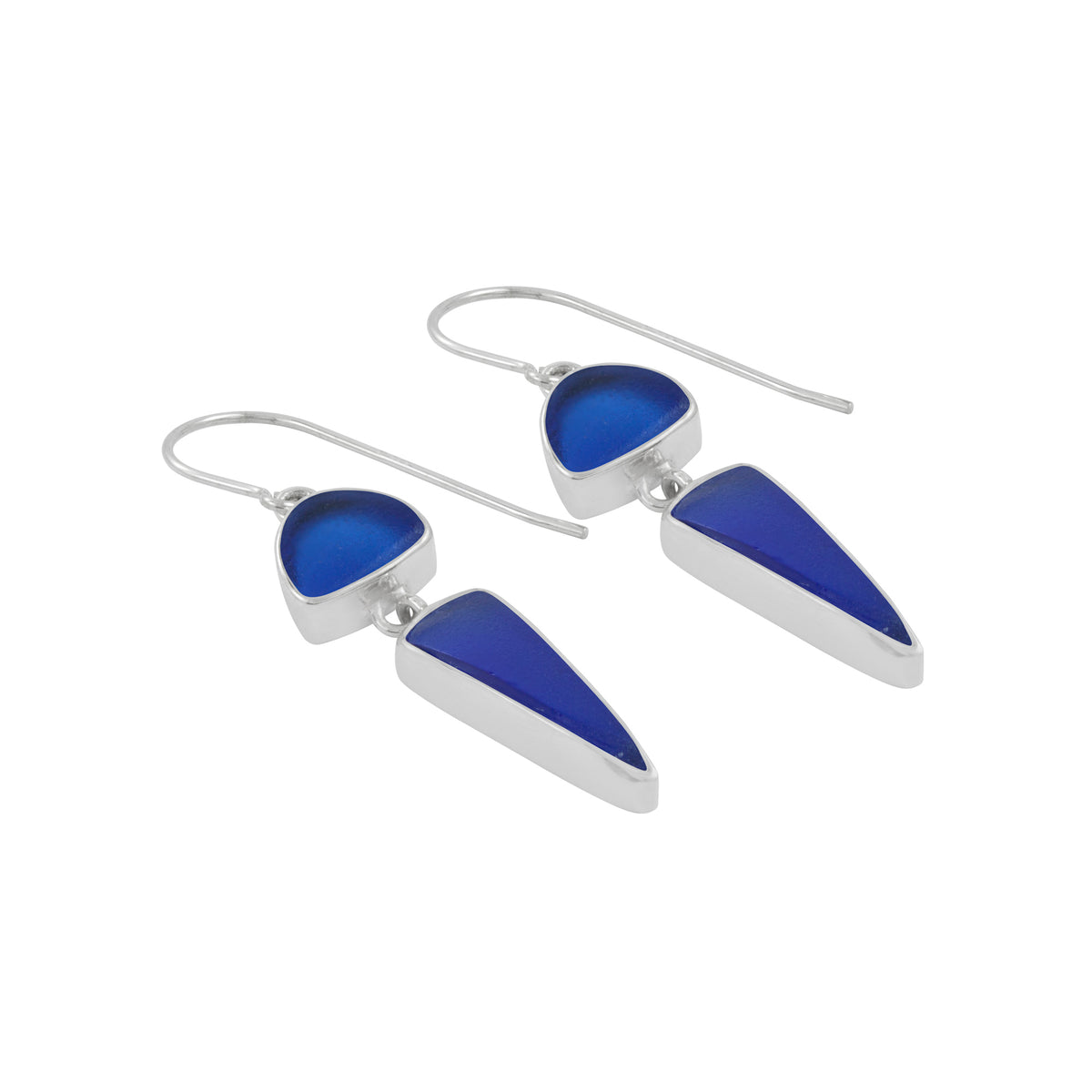 Silver Earring With Sea Glass Drop