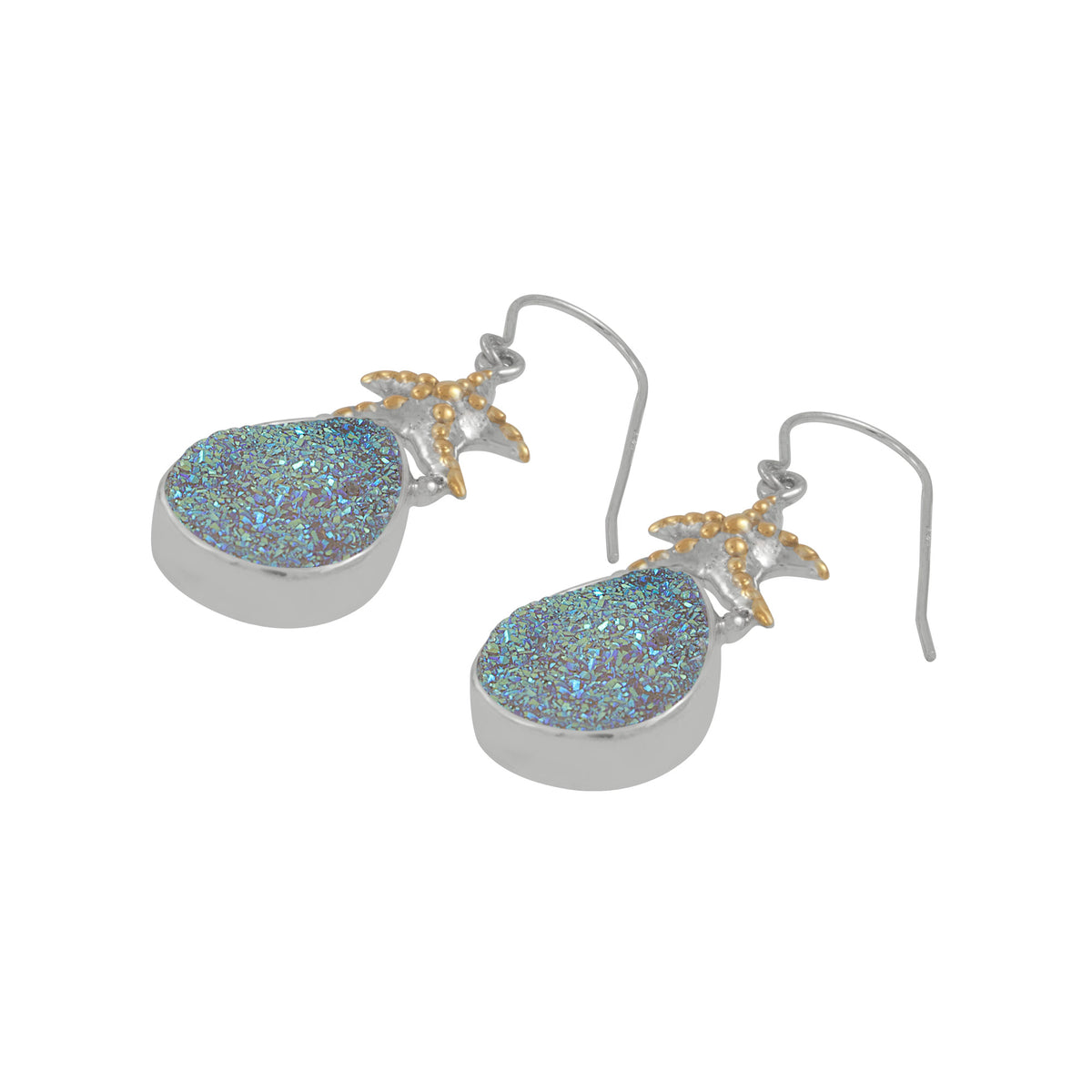 Silver Starfish Druze earring dazzling sparkle gives this Druzy earring a sensational shimmer