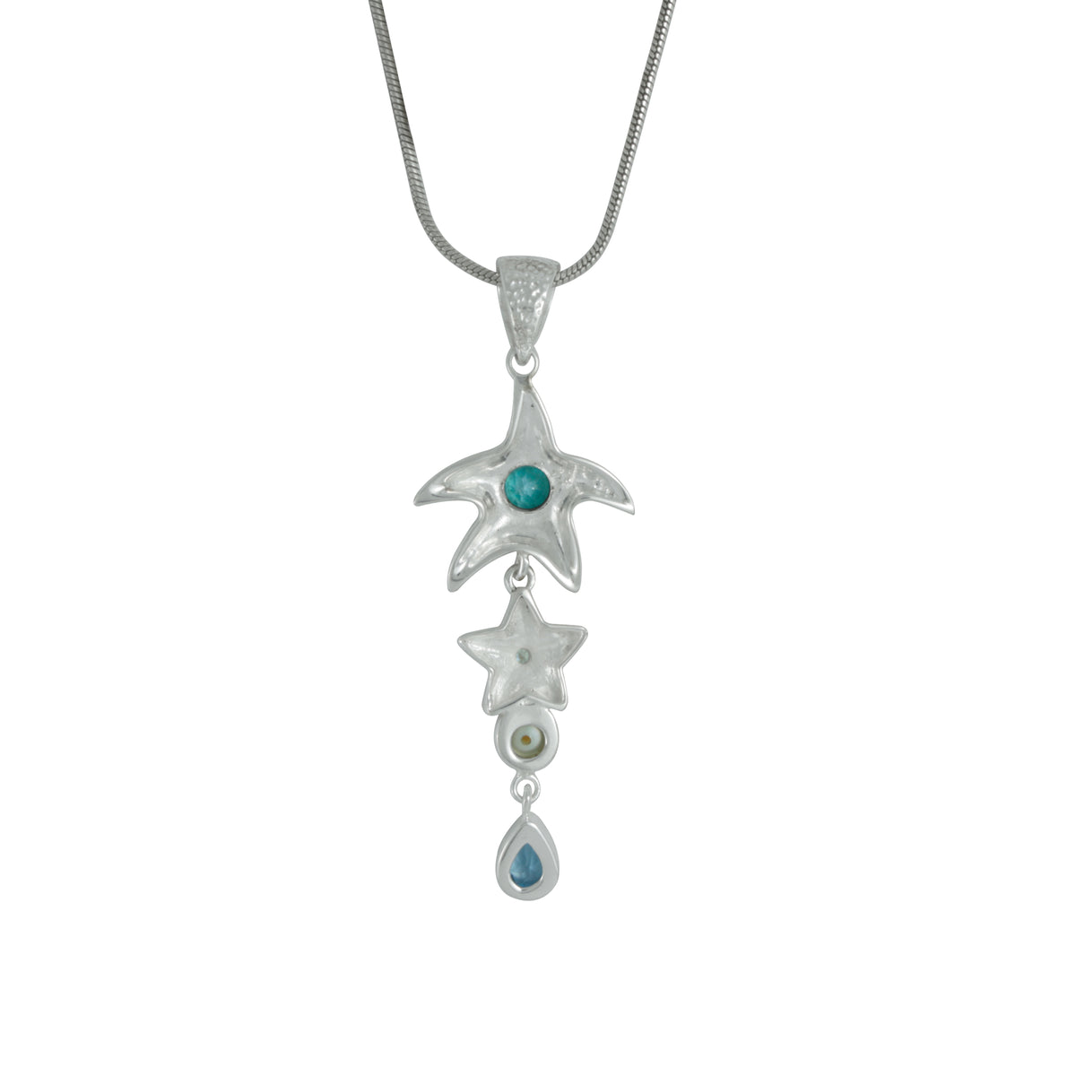 Starfish and Blue Topaz SIlver pendant