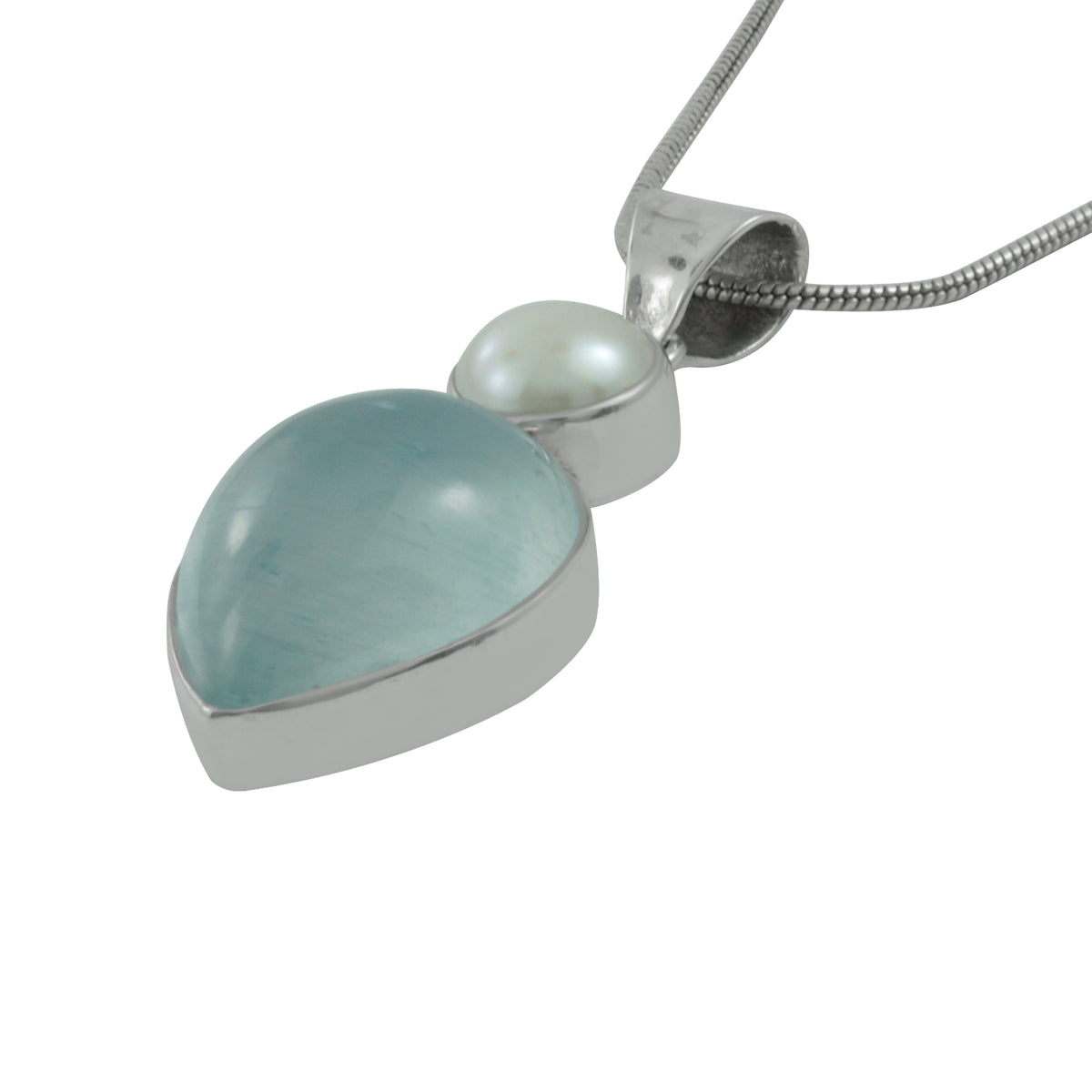 Gorgeous Caribbean  blue Pendant with Selinite and Pearl
