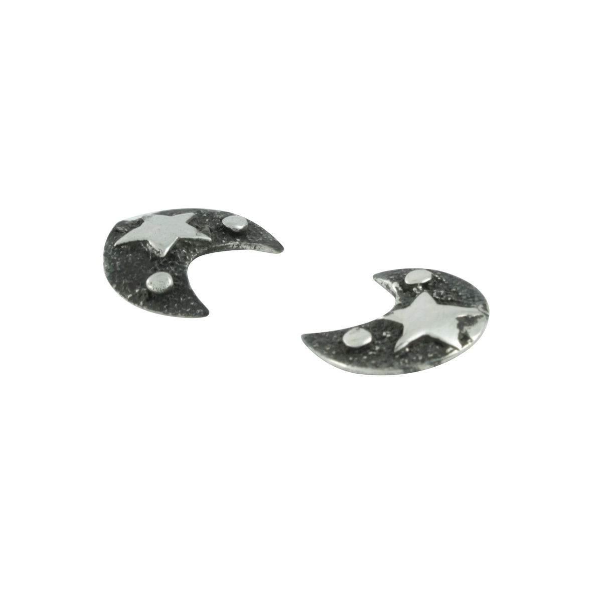 Moon Stud Earring With Silver