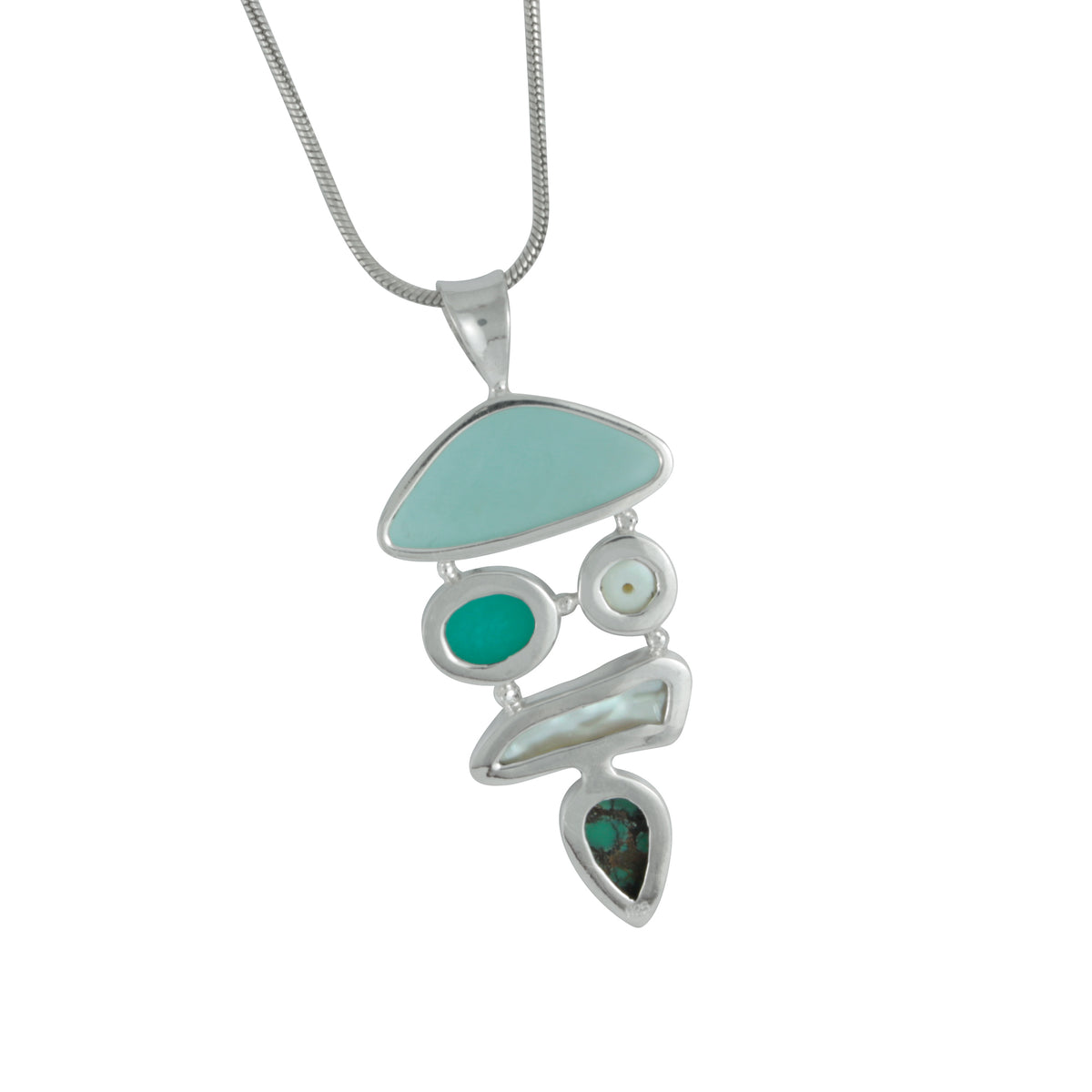 Gorgeous Seaglass Pearl and turquoise Pendant