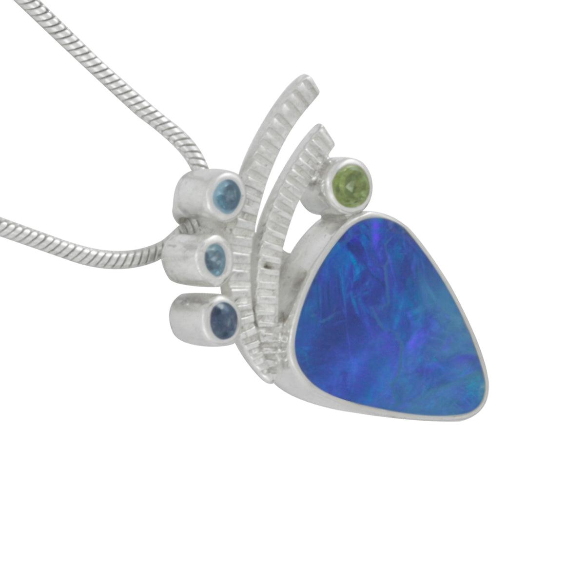 Transform your Style with This Exquisite Australian Opal Blue Topaz and Sterling Silver Pendant