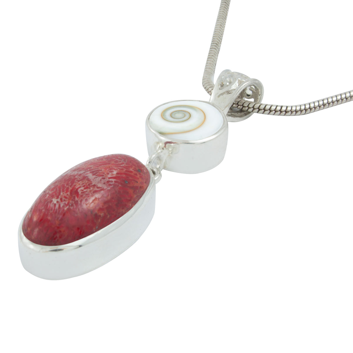 Red Coral and Eye of Shiva Pendant