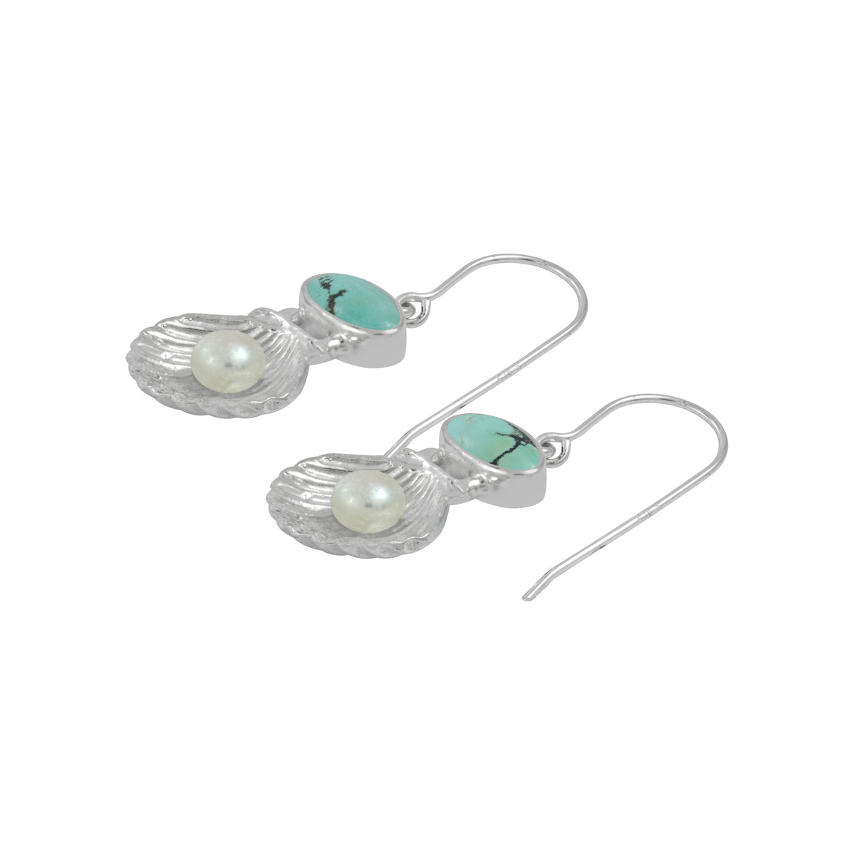 Turqoise and Silver Shell Earring