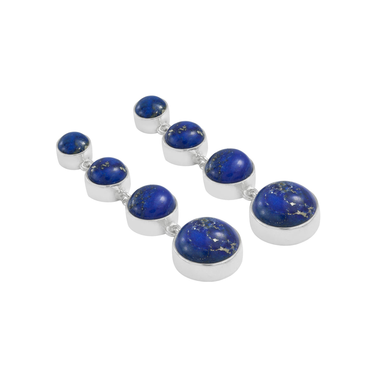 Silver Earring With 4 Lapis Round