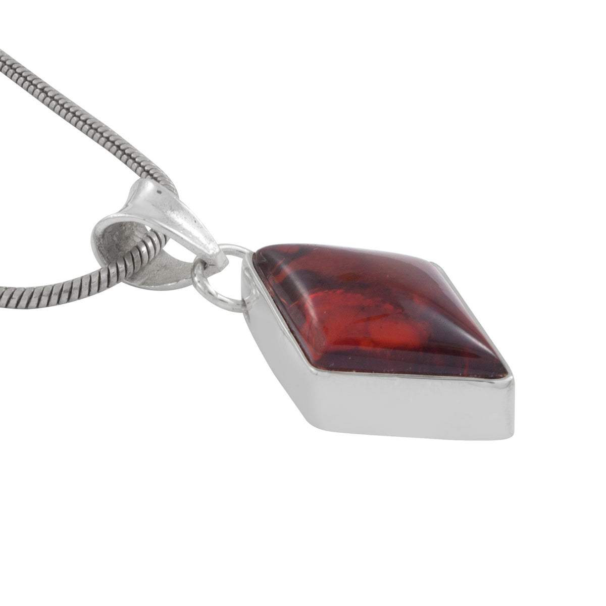 Silver Pendant With Amber Diaomond Stone