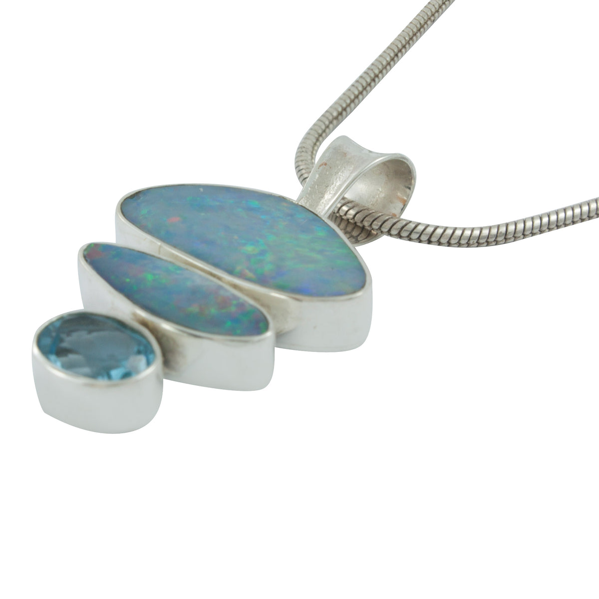 Gorgeous Opal Pendant with Blue Topaz