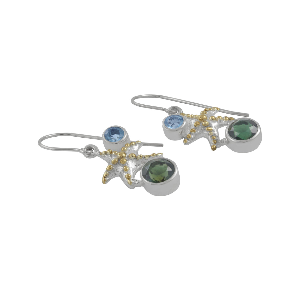 Exquisite Silver Starfish with Gemstones