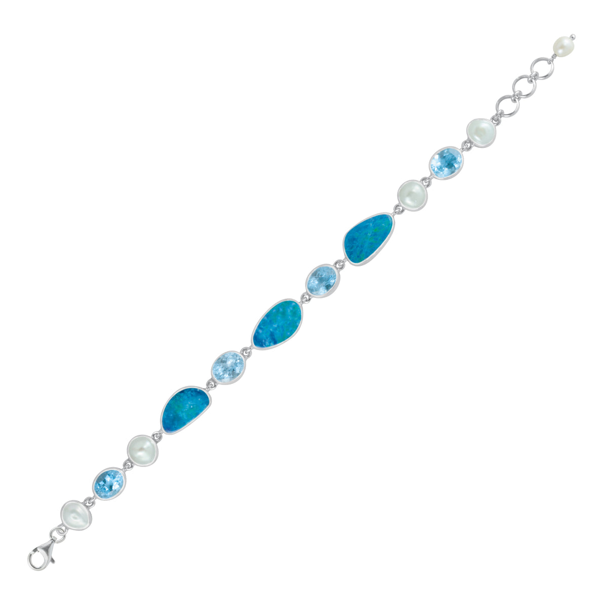 Stunning Opal Pearl Bracelet with Blue Topaz
