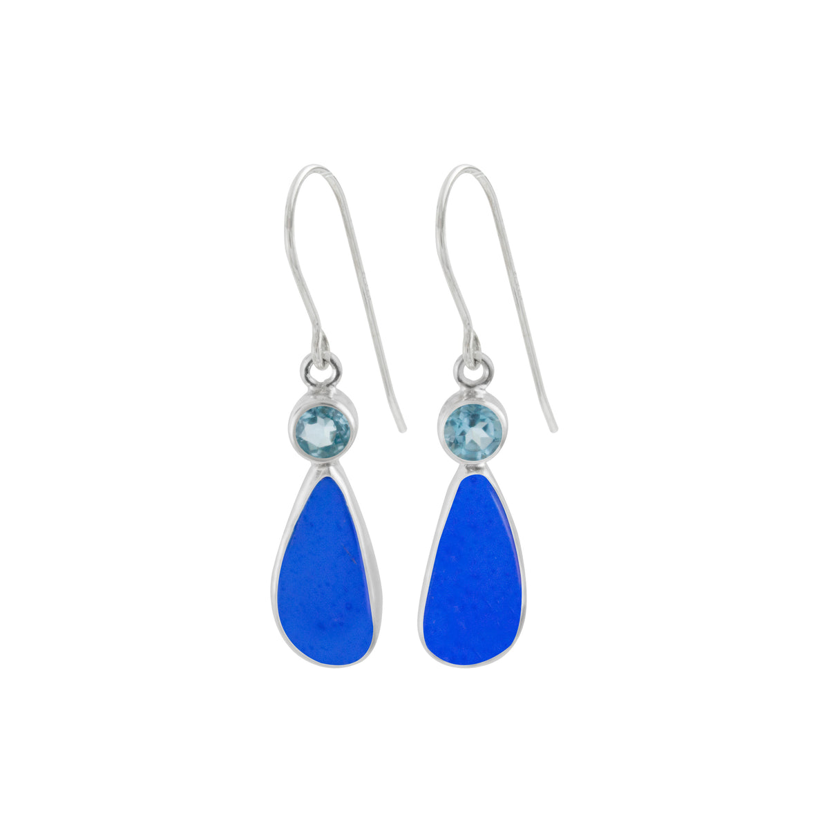 Simple Sea Glass Elagance! Blue Topaz &amp; Cobolt Blue Sea Glass