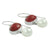 Silver Earring With Red Coral Oval & Pearl