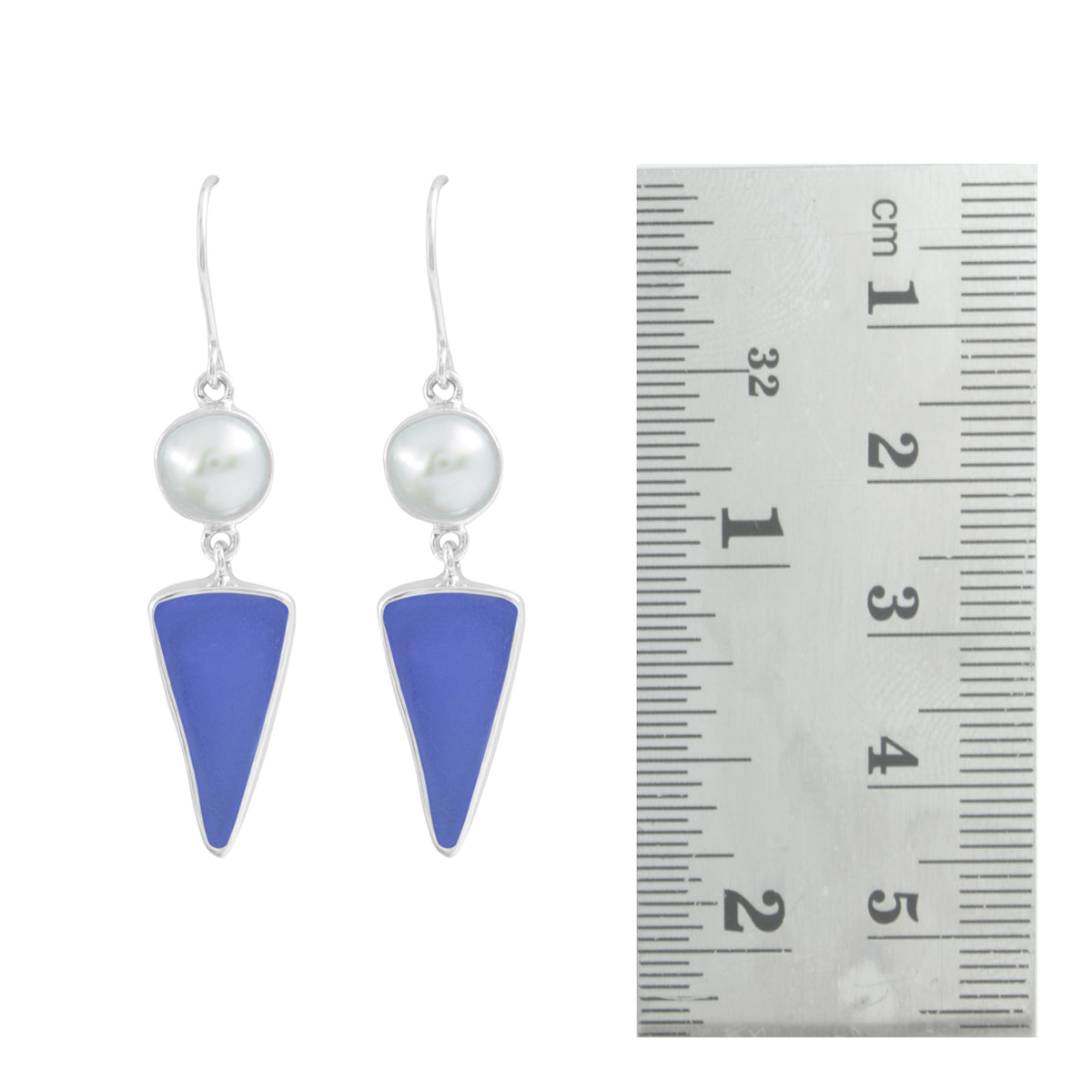 Eleagant SeaGlass and Pearl Earring