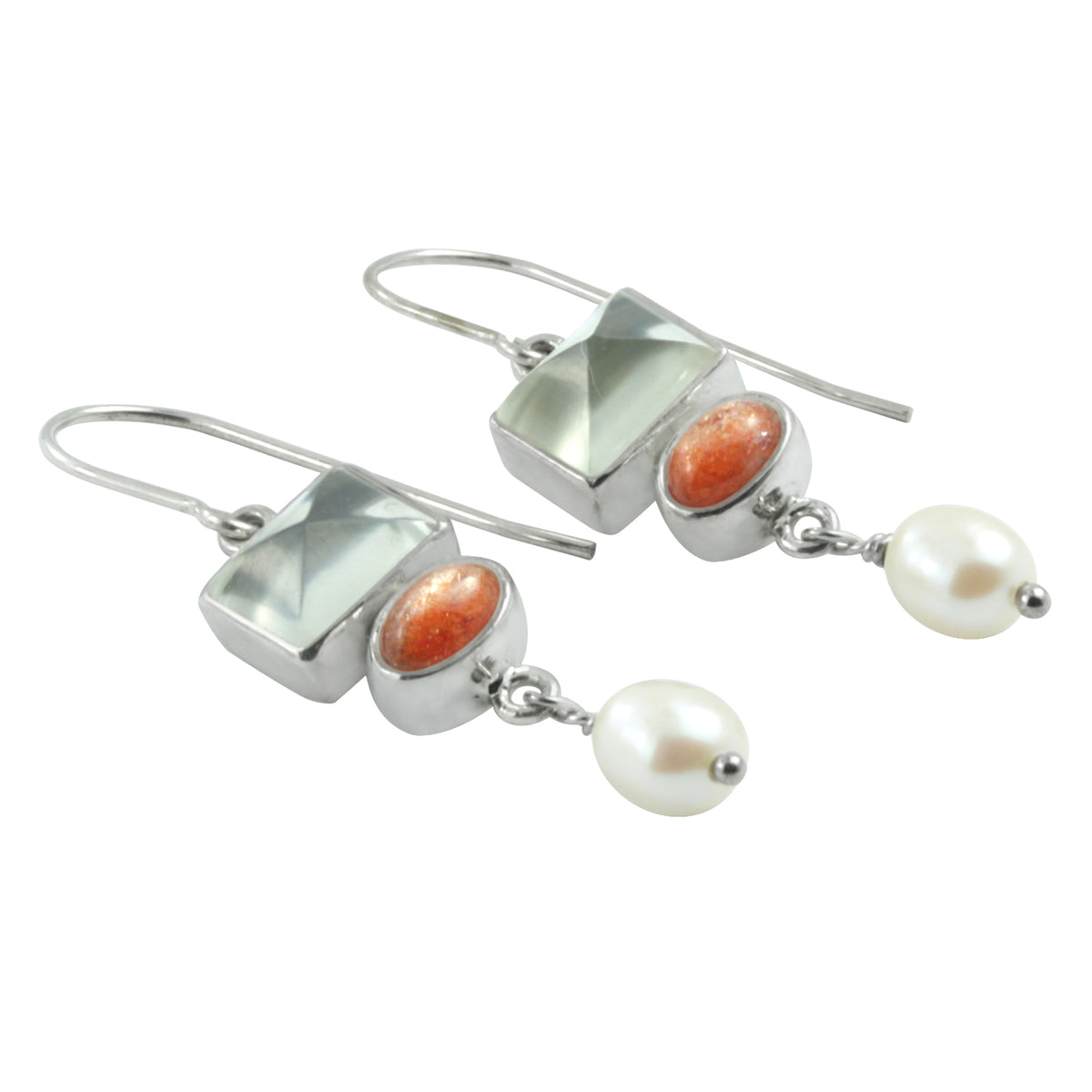 Stunning Moon &amp; Sunstone Earring