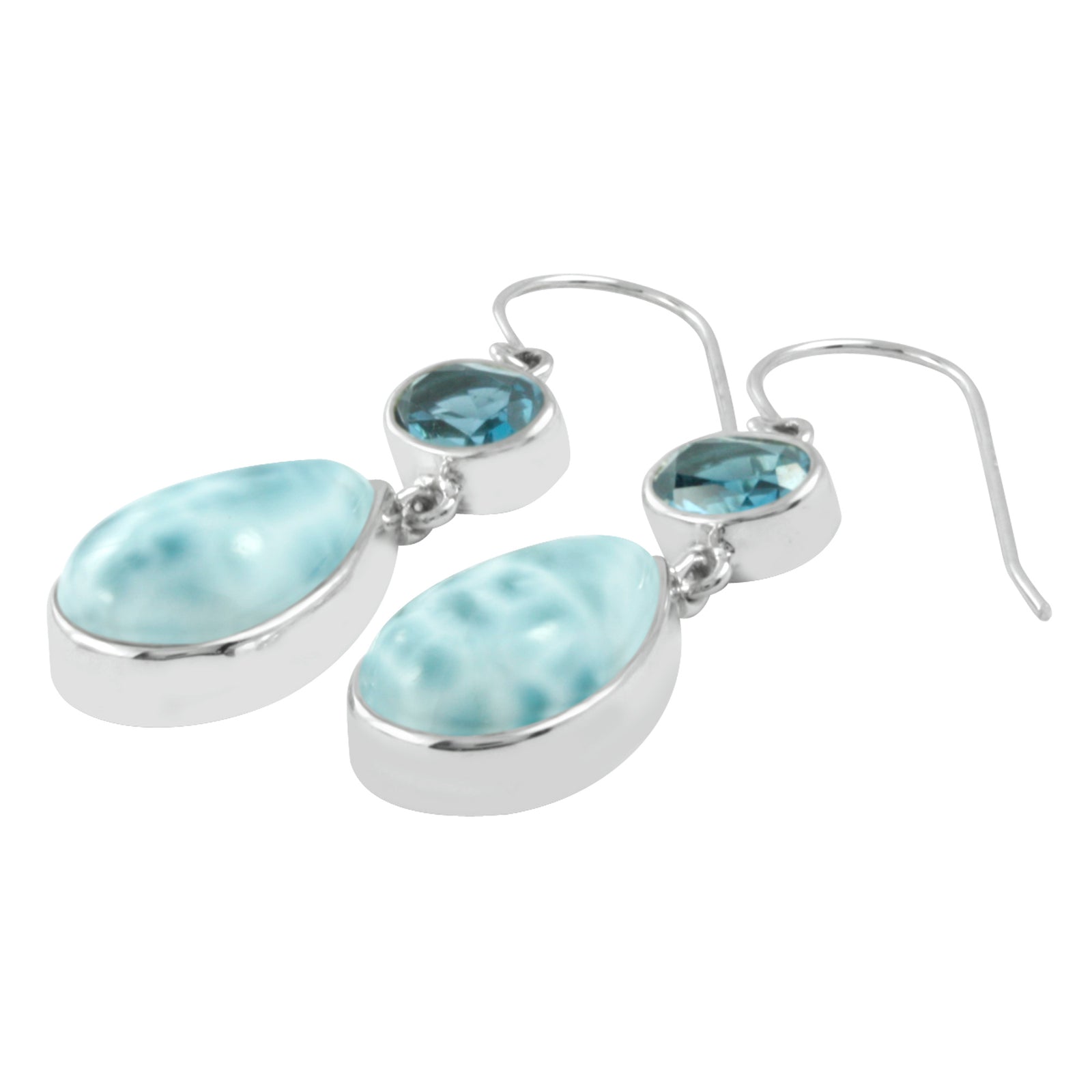 Caribbean Summer - Larimar and Blue Topaz Earrings