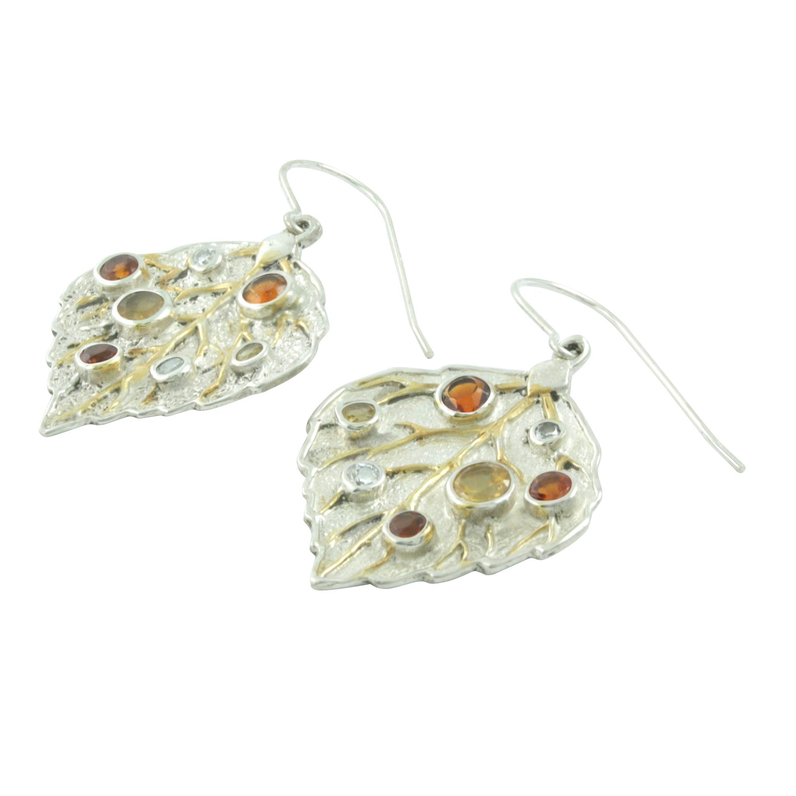 Aspen Leaf Earrings with Citrine