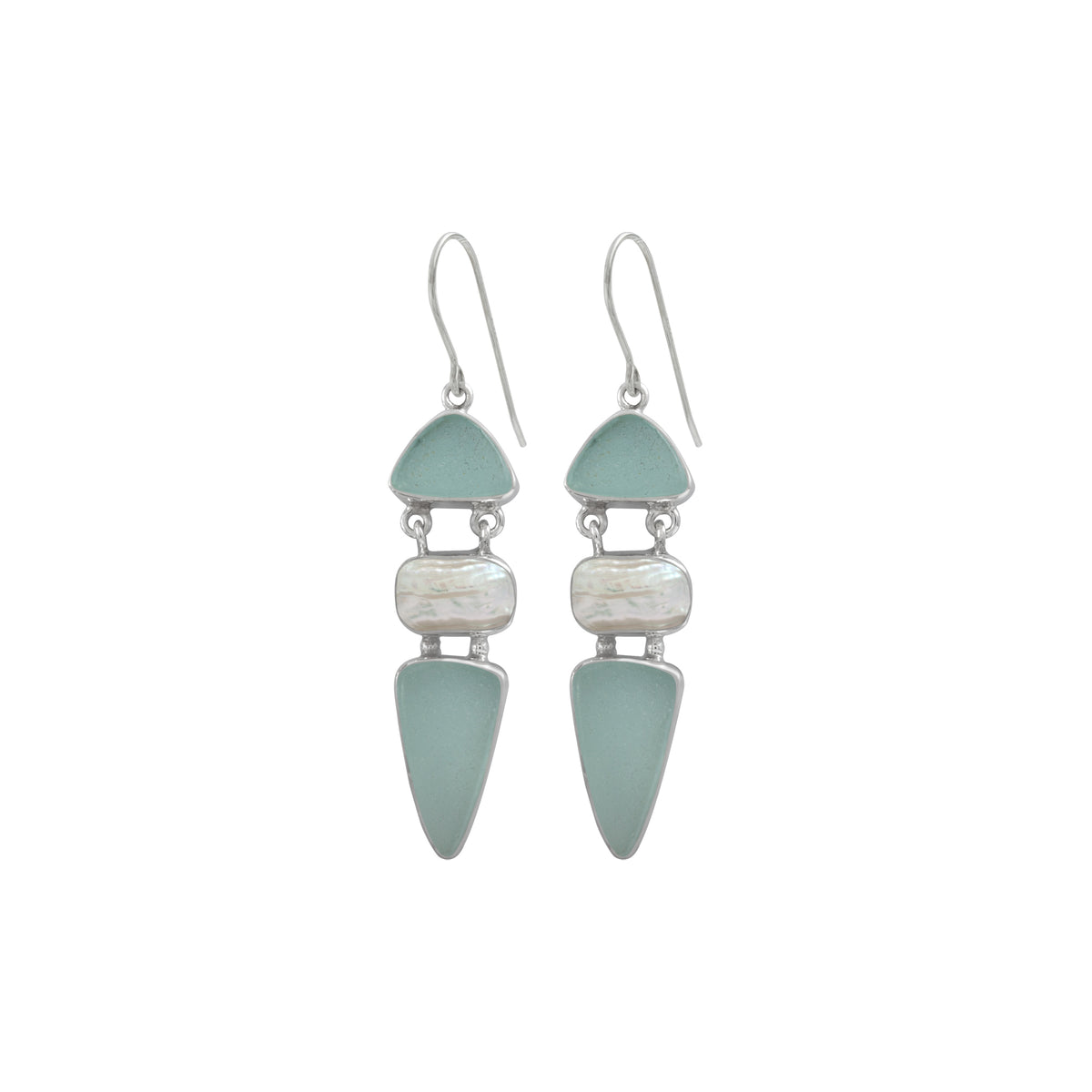 Exceptional Sea Glass and Pearl Earrings