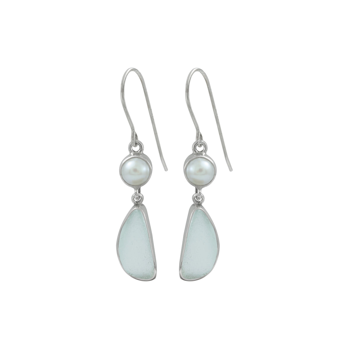 Silver Earring With Small Pearl &amp; Opal Dangle