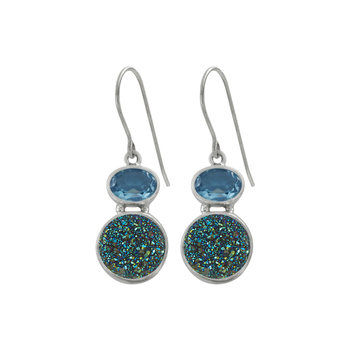 Blue Topaz &amp; Druzy Earring
