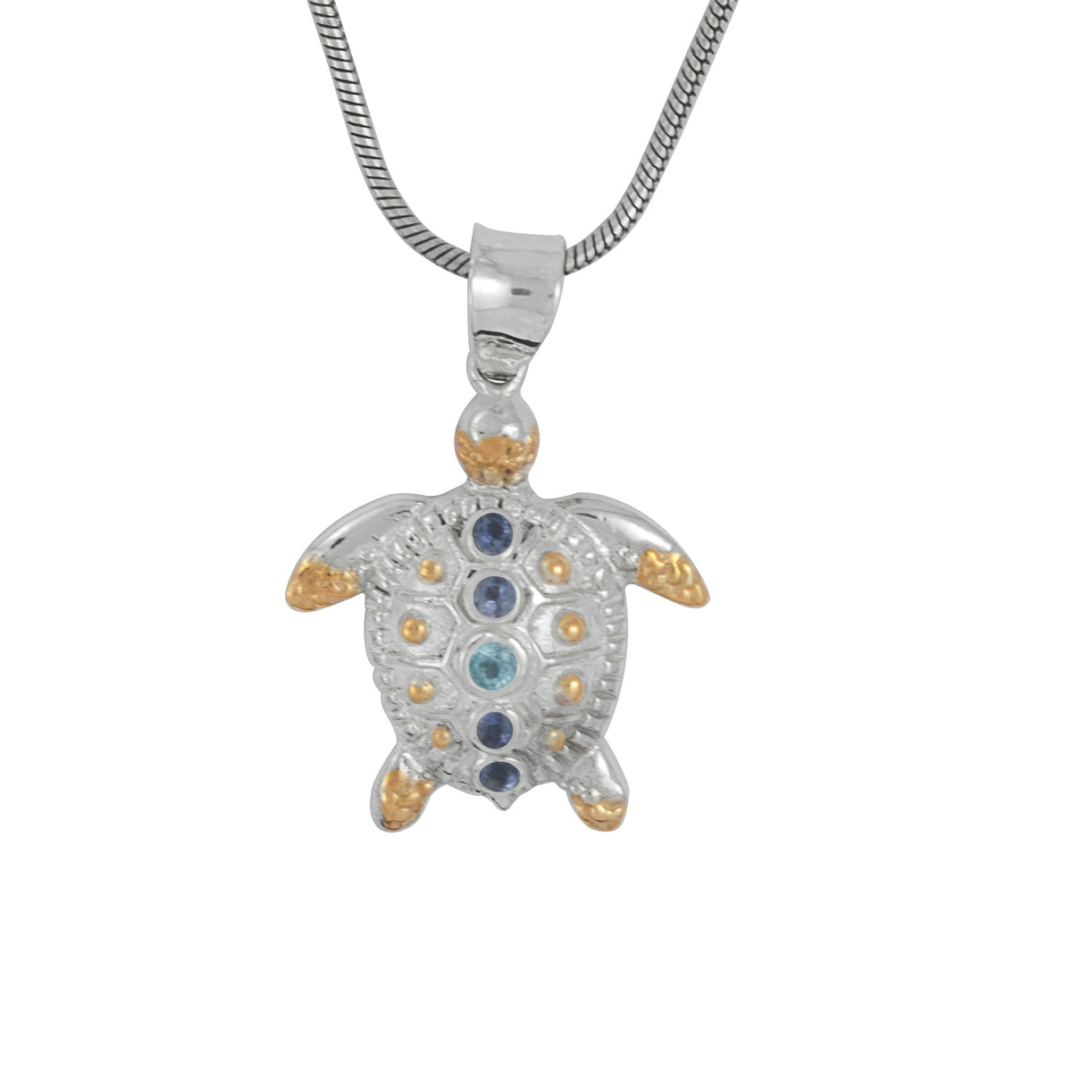 Silver Turtle Pendant encrusted with gem stones