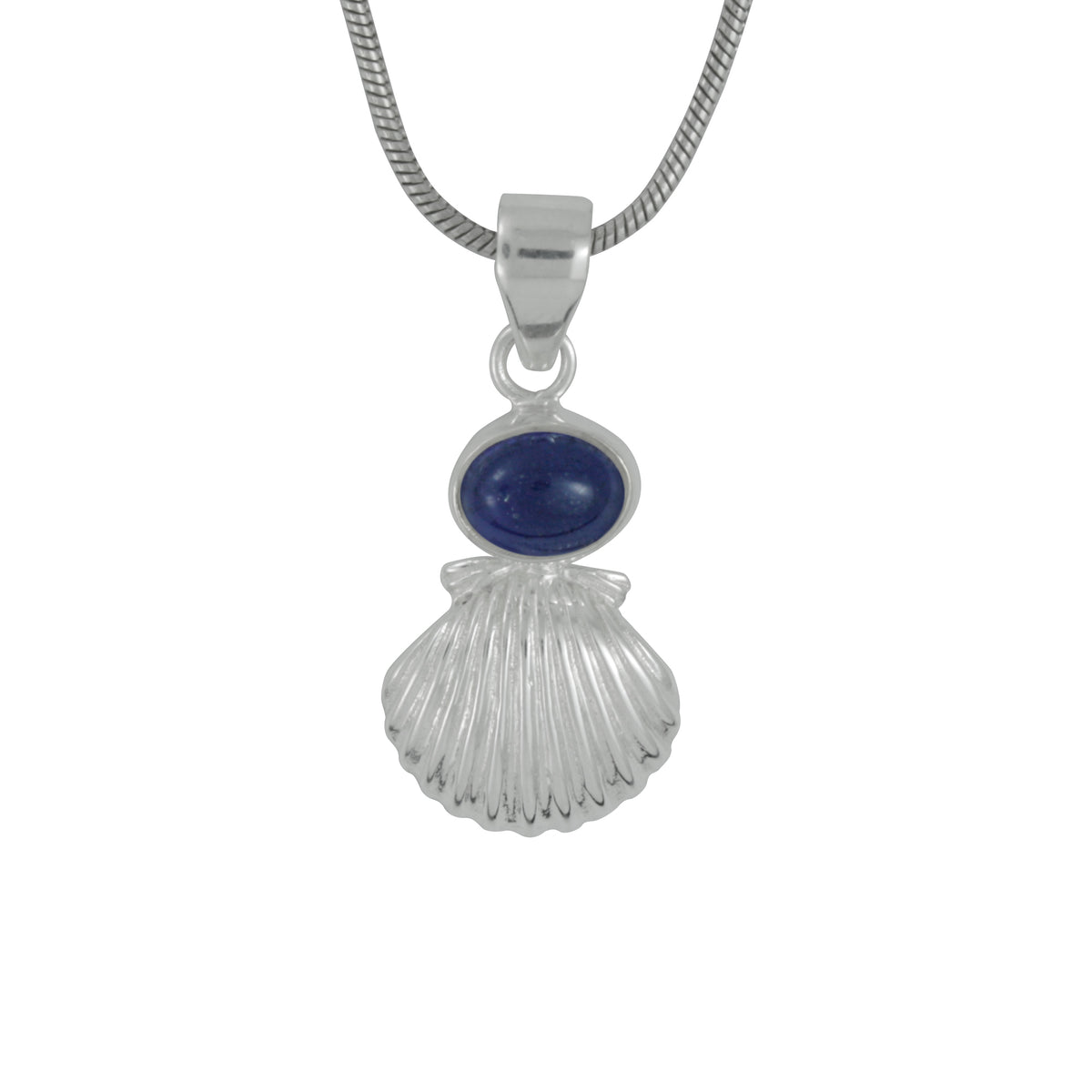 Silver Sea Shell Pendant - featuring Swiss Blue Topaz take the beach home!