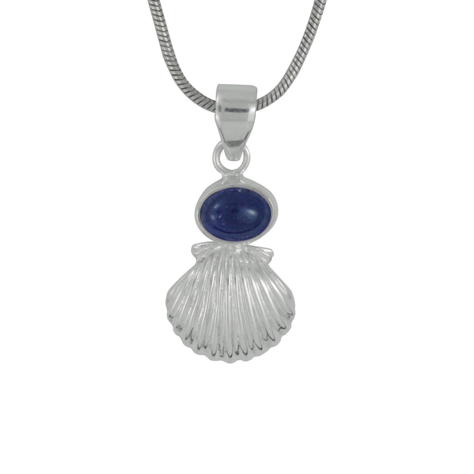 Silver Sea Shell Pendant - featuring Swiss Blue Topaz take the beach home!