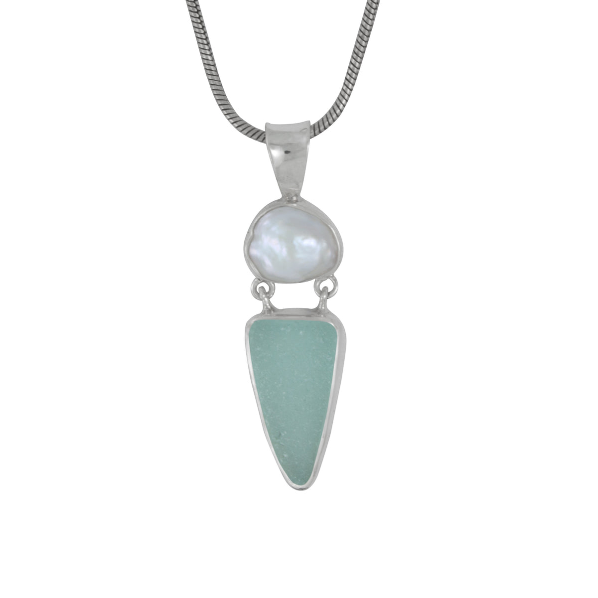 Beautiful Seaglass and Pearl Pendant