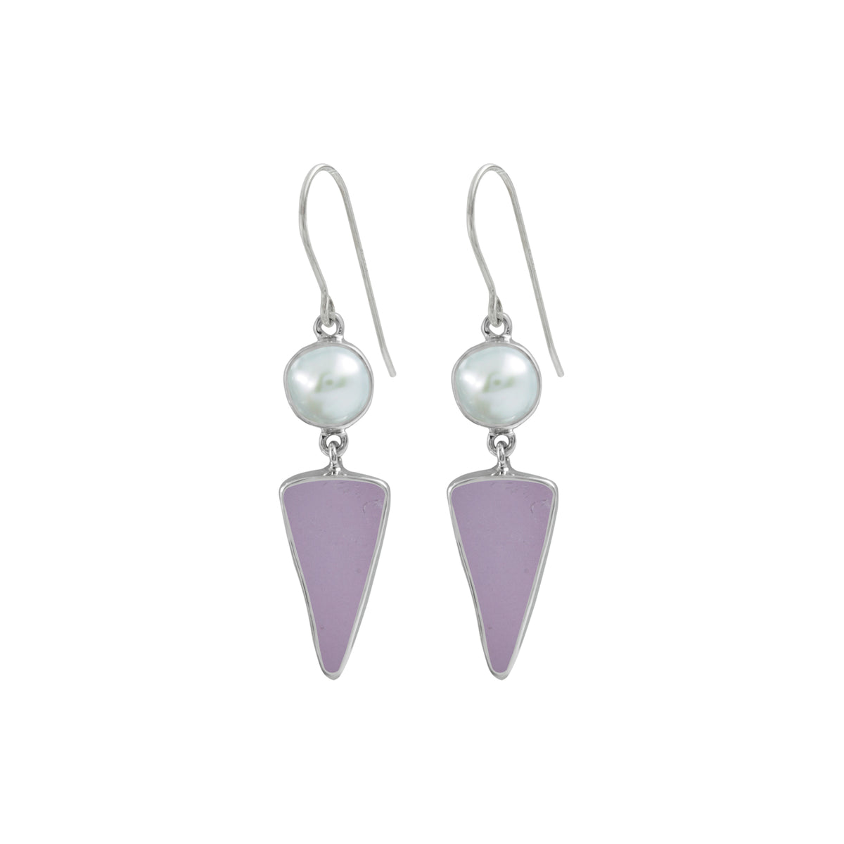 Eleagant SeaGlass and Pearl Earring