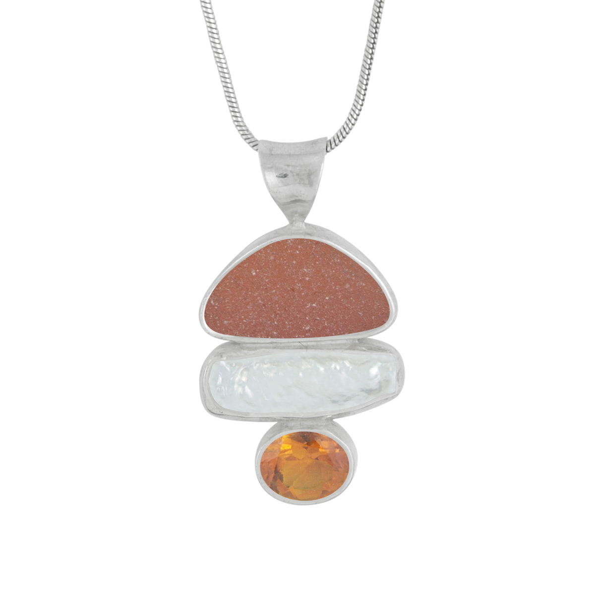 Sea Glass and Pearl Pendant