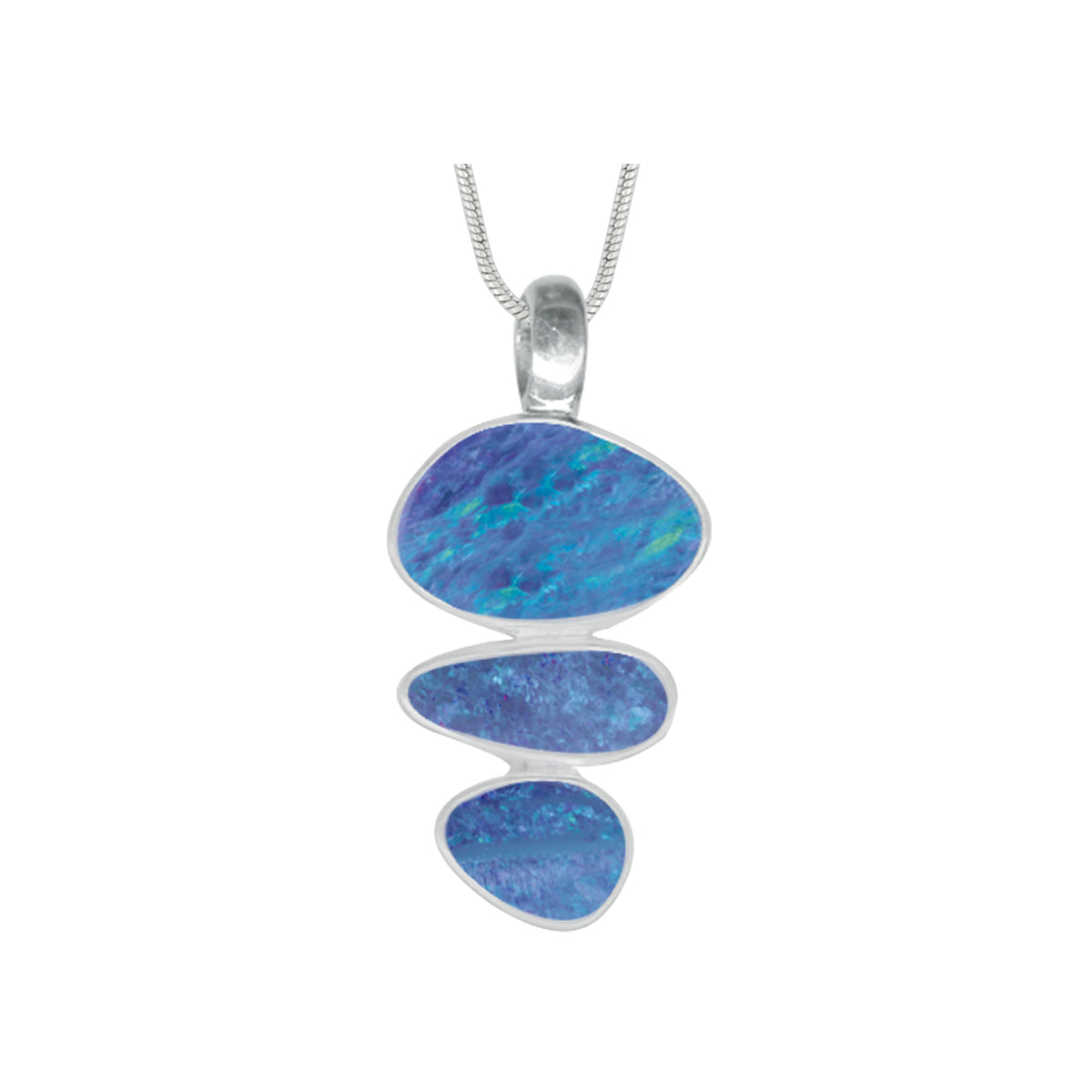 Silver Pendant With 3 Free Form Opal