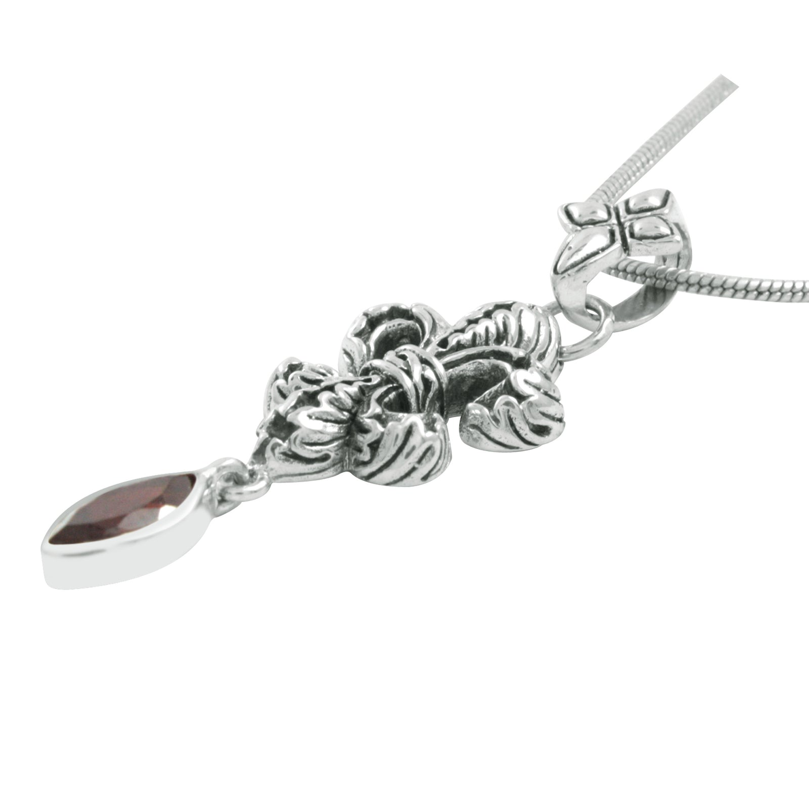 Mad Heart  Fluer De Lis Pendant With Garnet drop