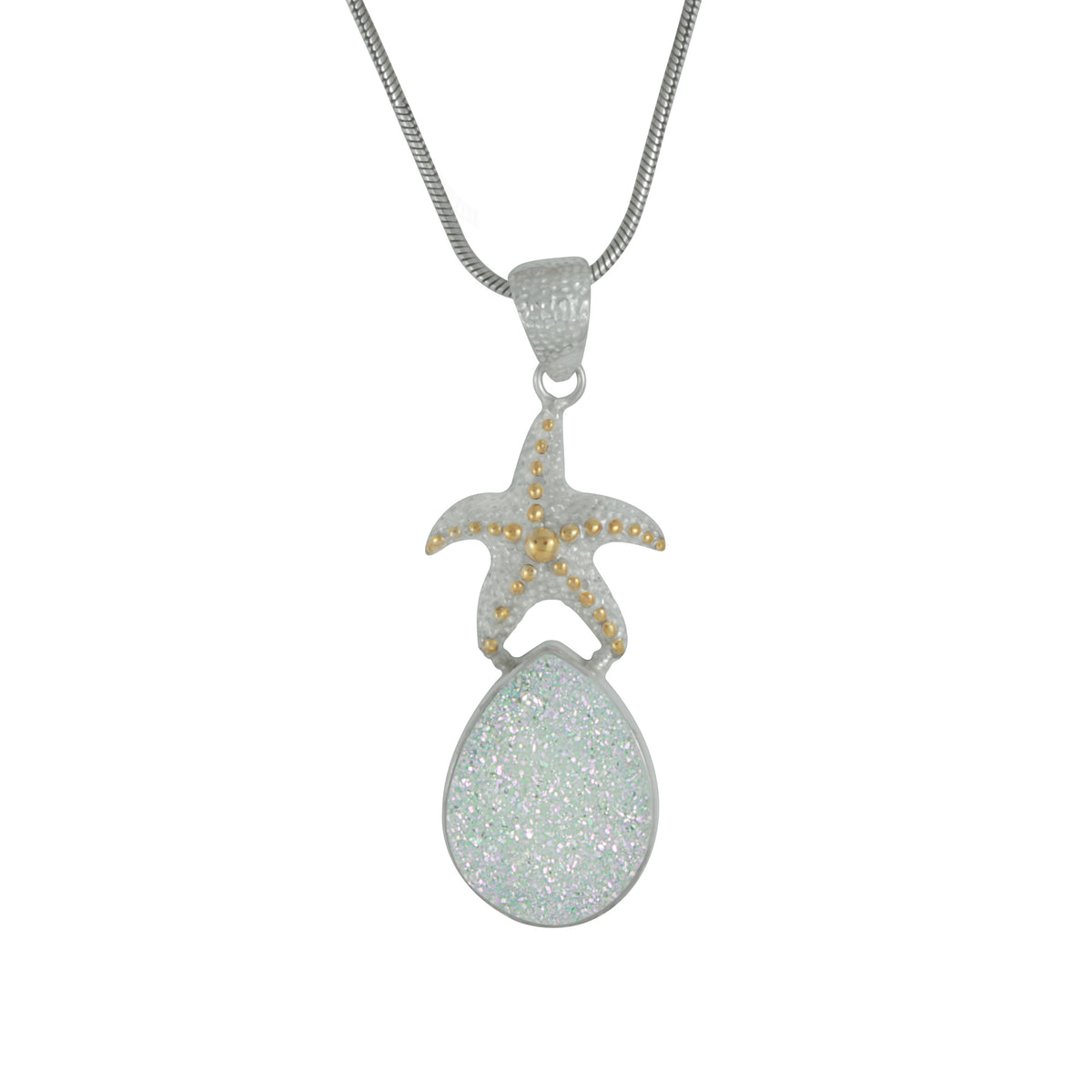 Sparkling Starfish Druze Pendant