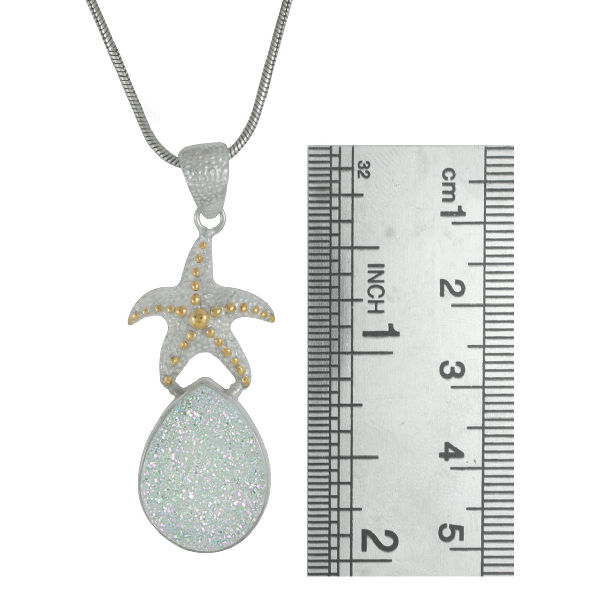 Sparkling Starfish Druze Pendant
