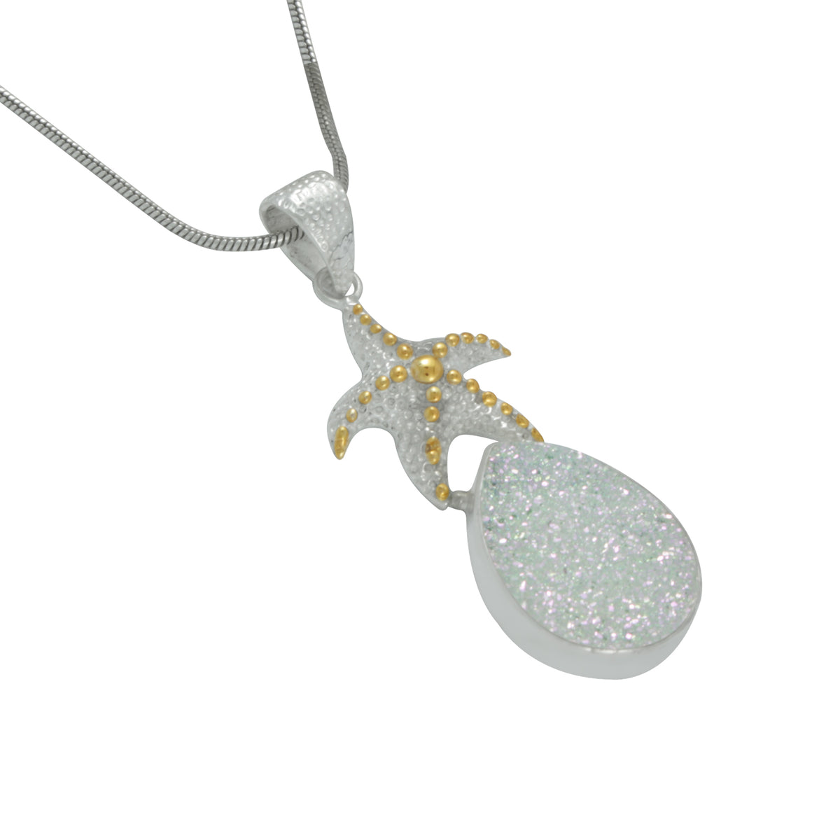 Sparkling Starfish Druze Pendant
