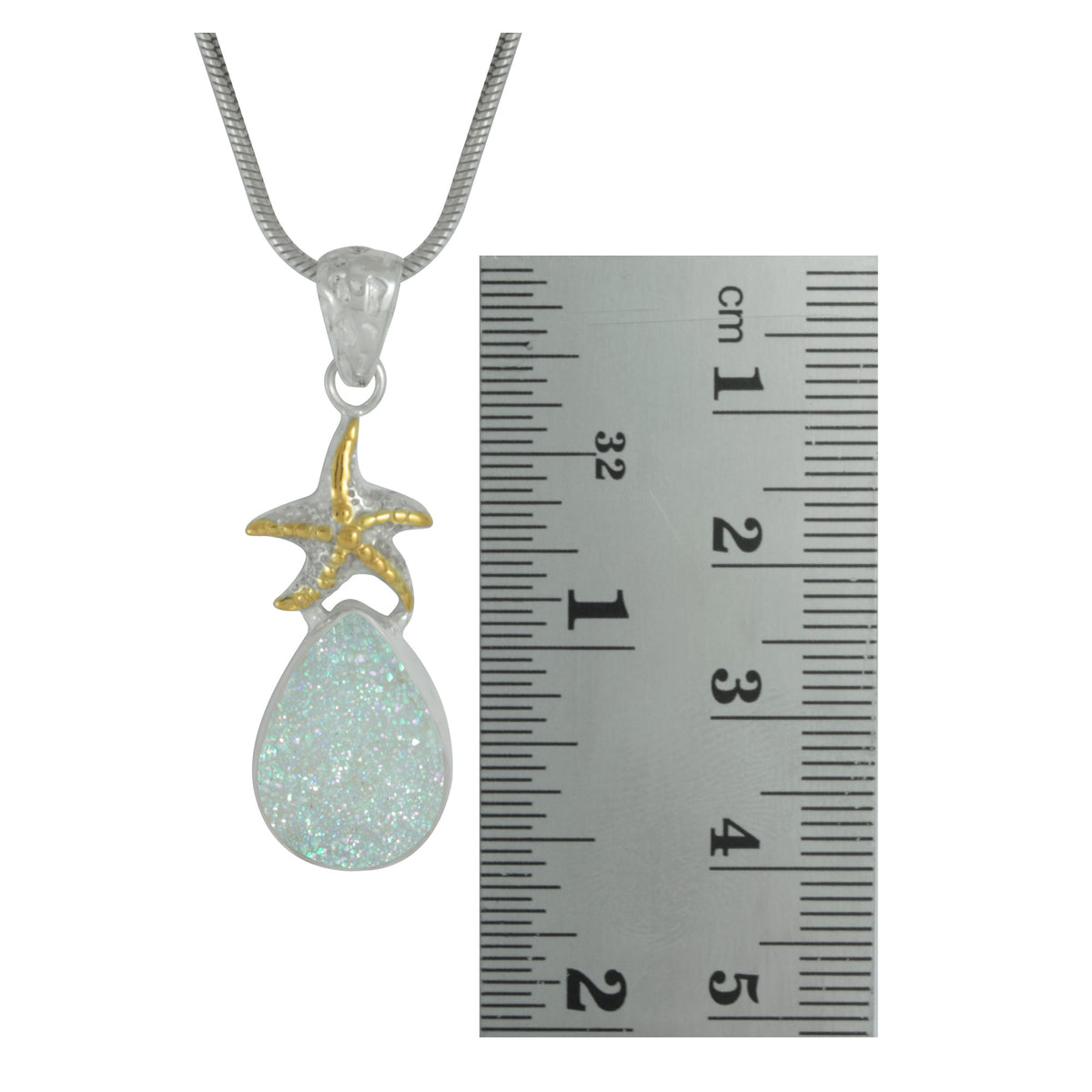 Stunning Starfish and white Opal drùzy Pendant
